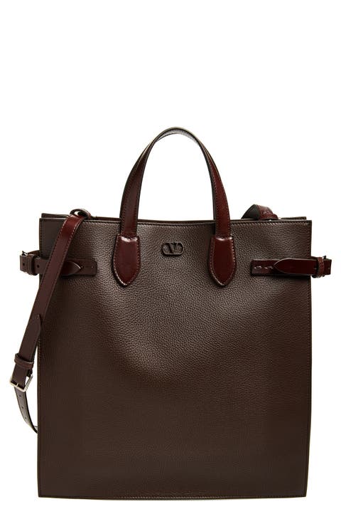 Antibes North/South Grained Leather Tote