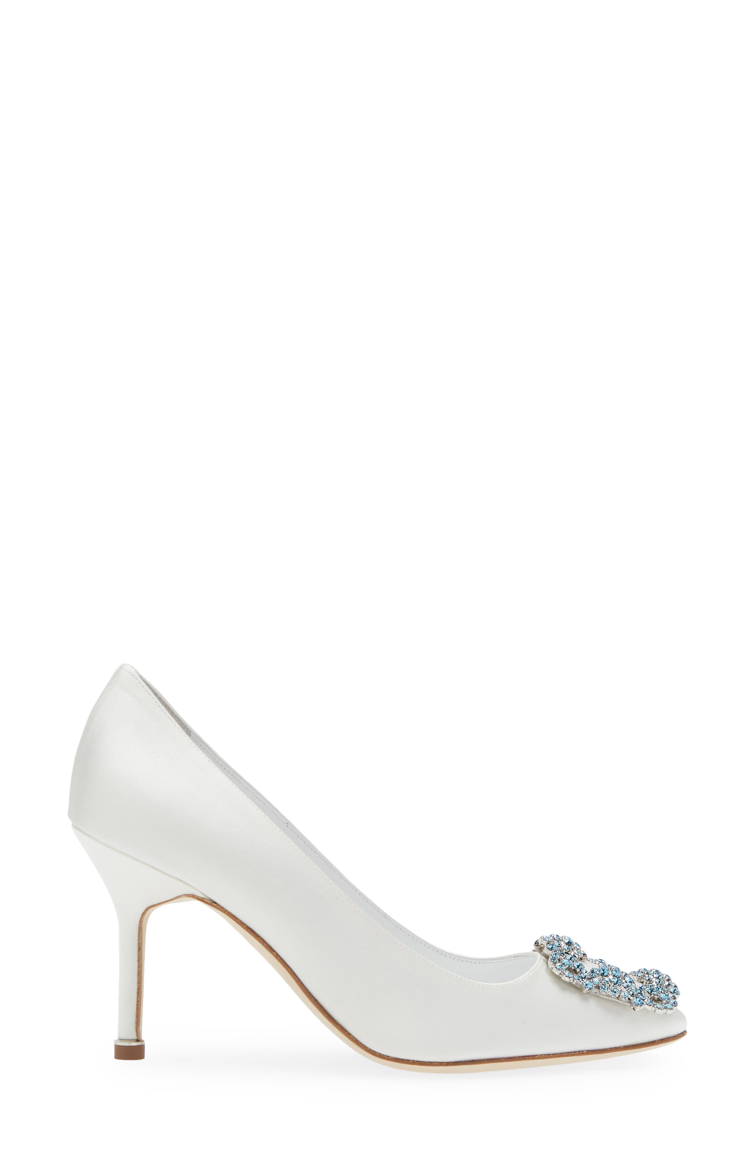 Manolo Blahnik Hangisi Blue Buckle Pump, Alternate, color, 