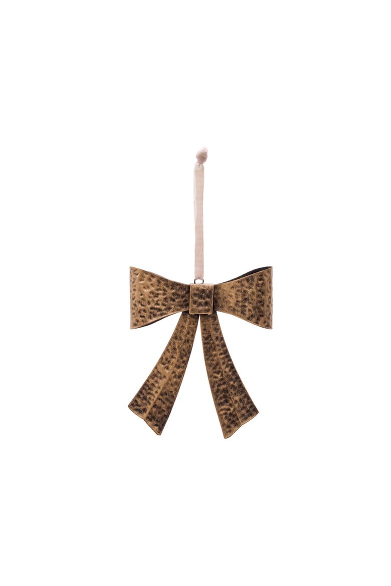 Bow Brass Metal Christmas Tree Ornament, Main, color, Gold