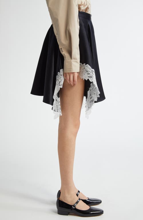 3.1 Phillip Lim Lace Detail Liquid Satin Flounce Miniskirt In Black-ivory