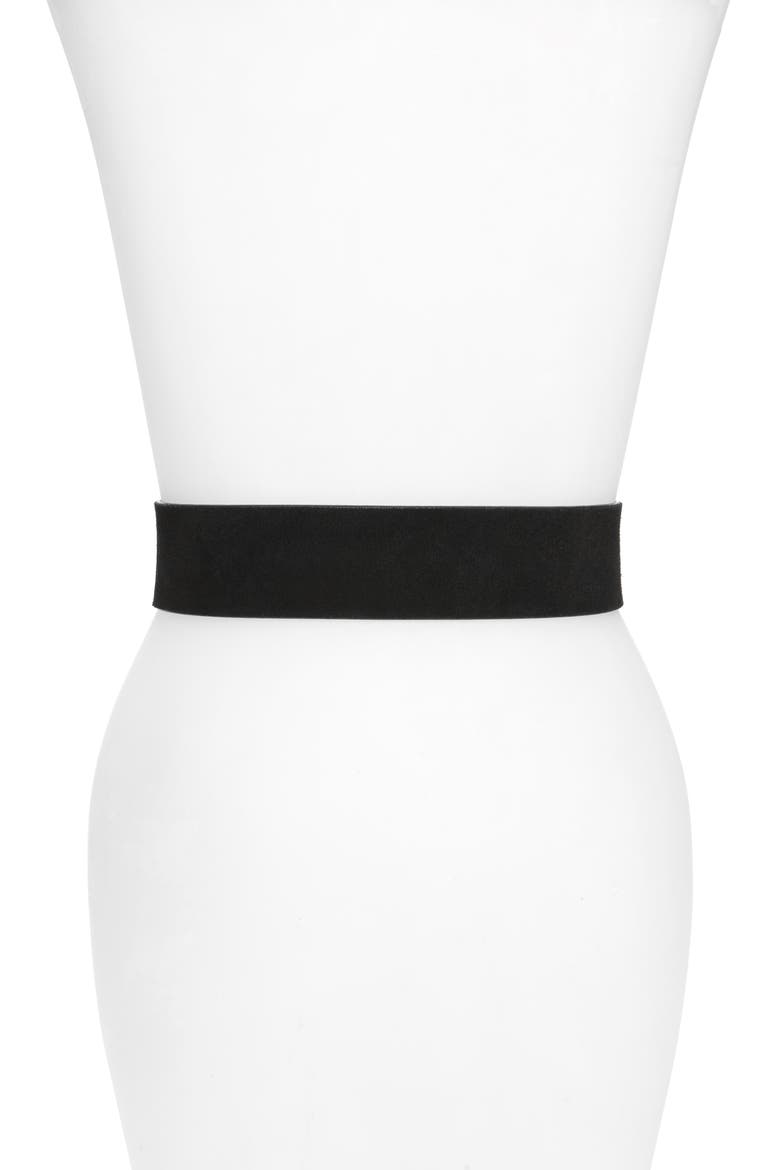 Round Buckle Suede Belt, Alternate, color, BLACK