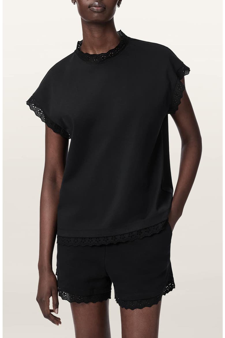 Lele Eyelet Trip Top, Main, color, BLACK