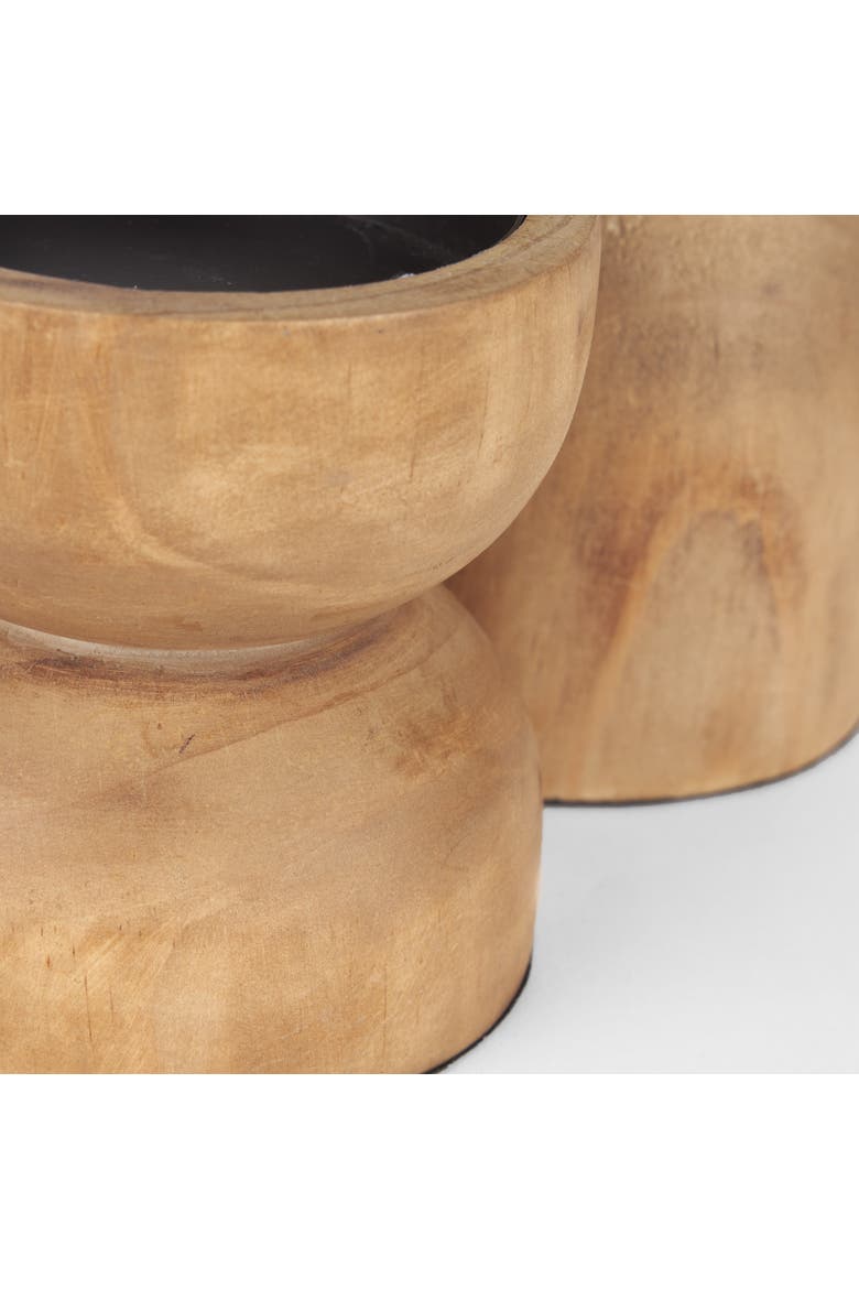 Aleena Set of 2 Wooden Candle Holders, Alternate, color, Brown