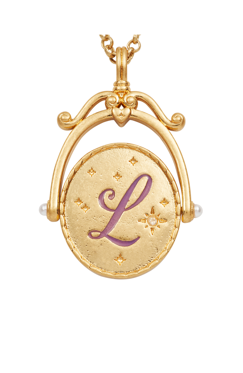 Fable England L Initial Lavender Gold Spinner Chain Necklace, Alternate, color, Gold