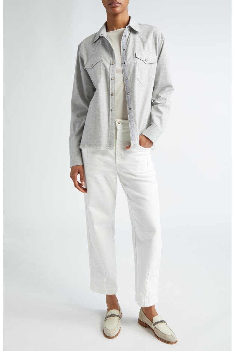 Raw Hem Western Shirt, Alternate, color, GREY