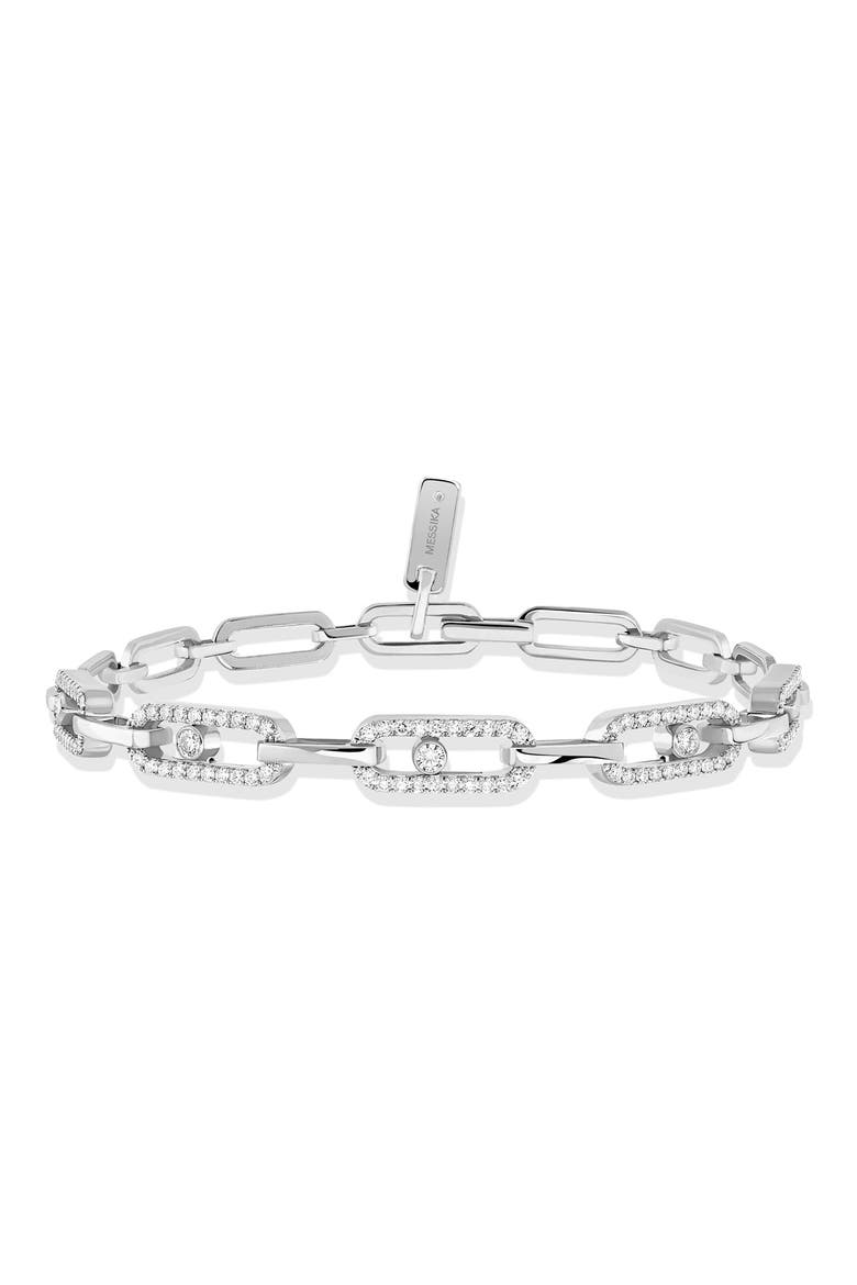 Move Link Diamond Bracelet, Alternate, color, WHITE GOLD