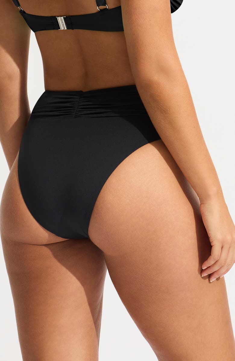 Seafolly Rio High Waist Bikini Bottoms, Alternate, color, Black