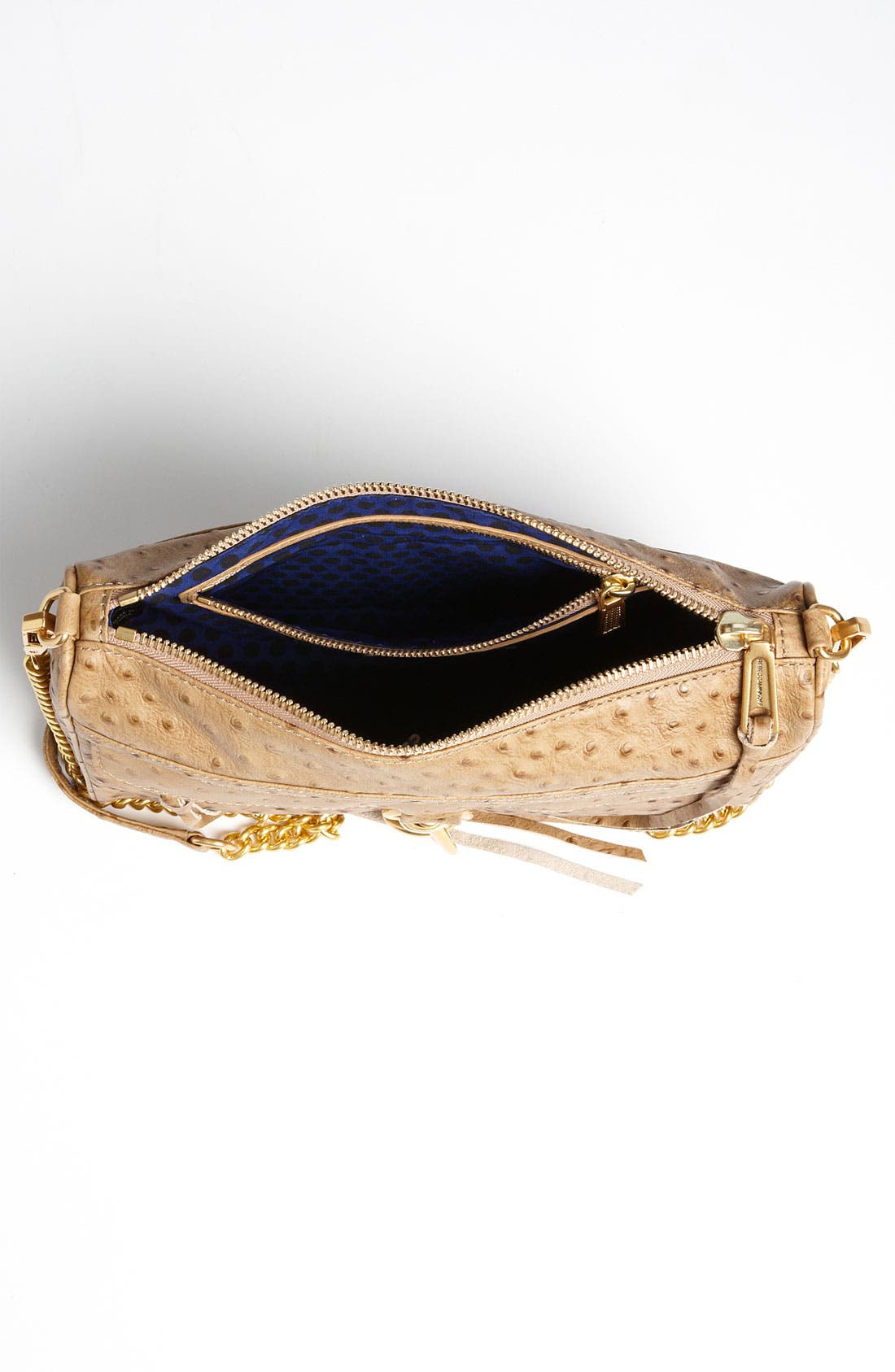 'MAC' Ostrich Embossed Shoulder Bag, Alternate, color, TAUPE OSTRICH