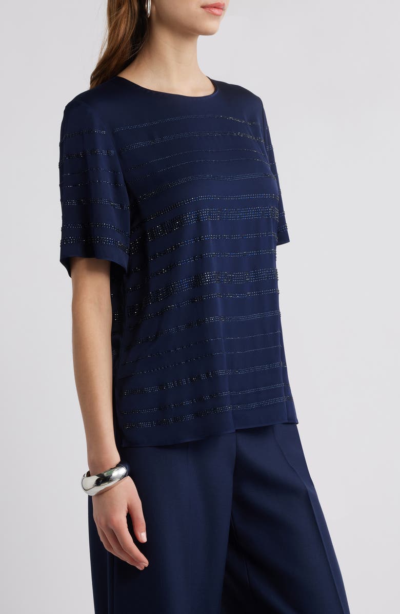 KOBI HALPERIN Rhinestone Stretch Silk Top, Alternate, color, Midnight