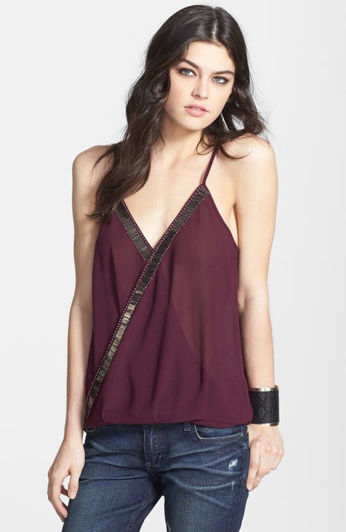 Astr The Label Beaded Faux Wrap Tank In Purple