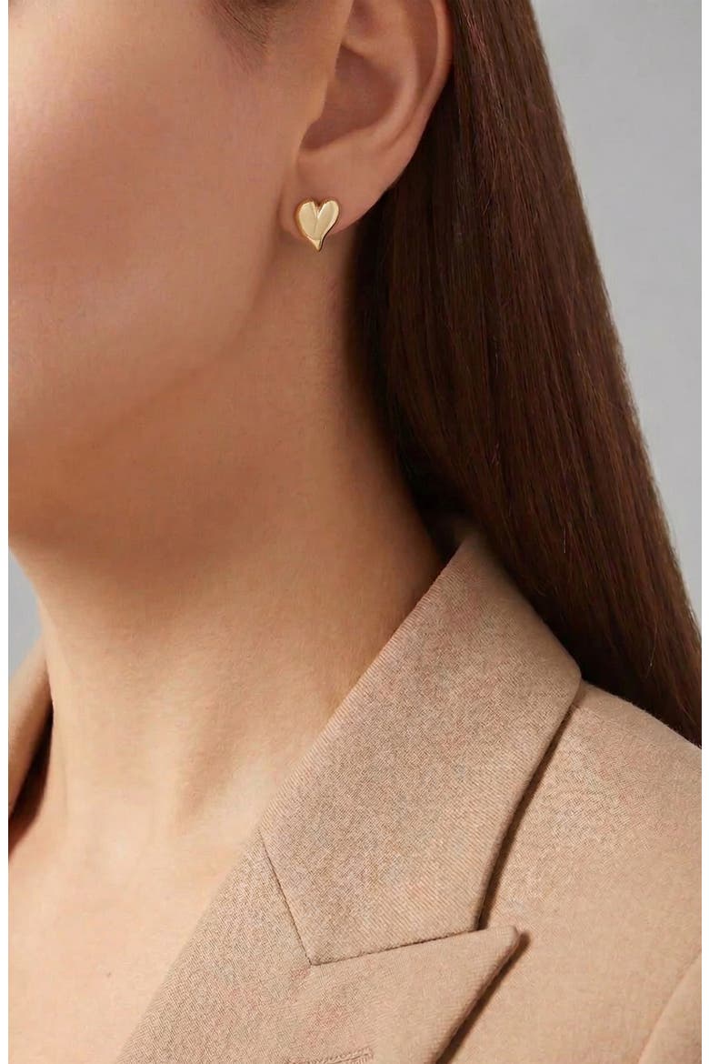 Mini Heart Stud Earrings, Alternate, color, Gold