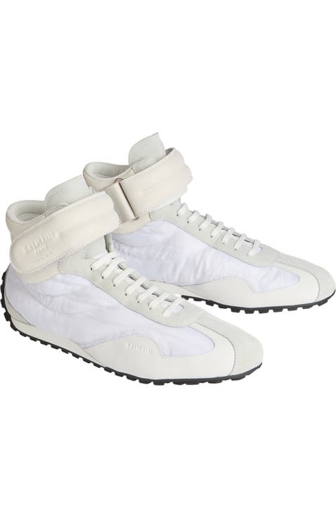 Racing Mid-Top trainers in nylon and leather