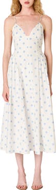 Nia Sydney Polka Dot Sweetheart Neck Midi Dress