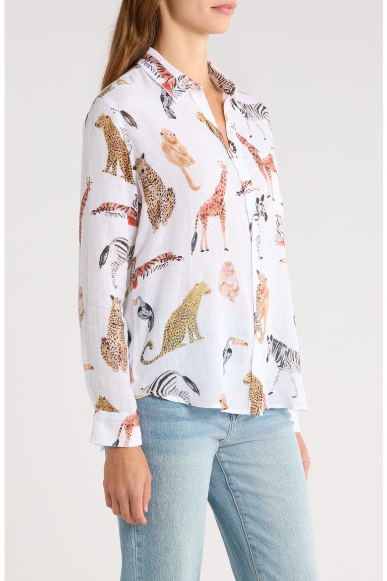 Charli Linen Blend Button-Up Shirt, Alternate, color, JUNGLE ANIMALS