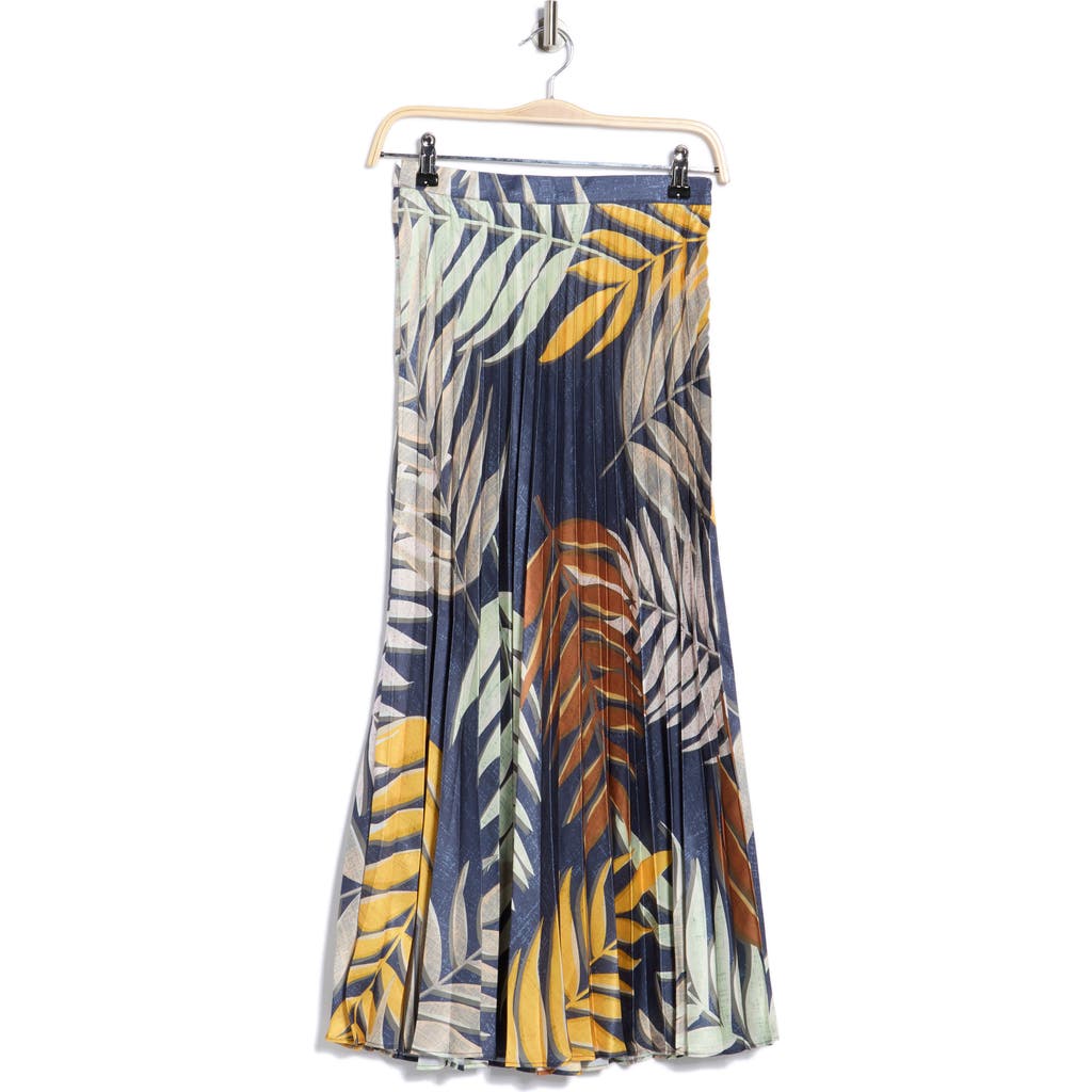 T Tahari Pleated Satin Skirt In Multi