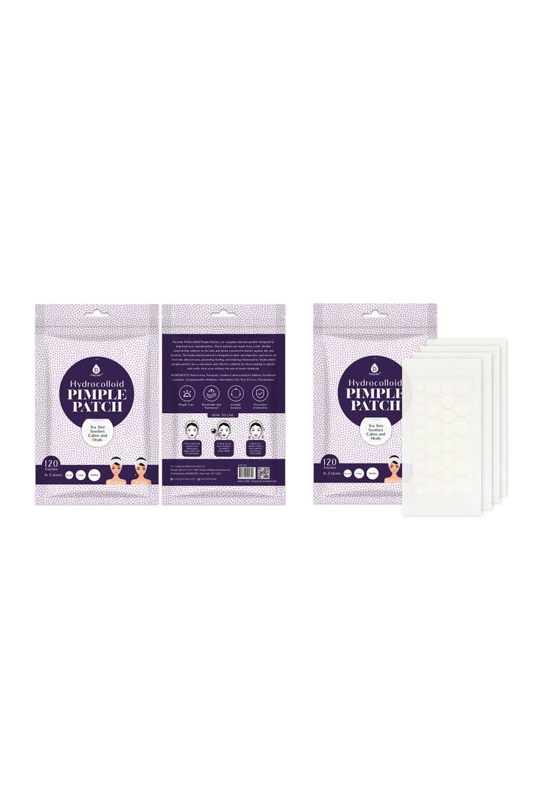 Hydrocolloid Pimple Patch, 120-Count, Multi Size Acne Solution, Alternate, color, White