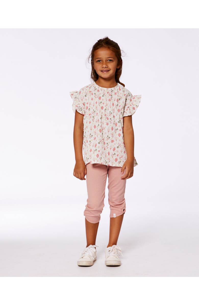 Deux par Deux Girl's Crinkle Jersey Capri Legging Dark Old Pink, Alternate, color,