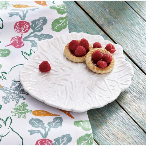 Tag White Cabbage Leaf Stoneware Appetizer Plate Round Dishwasher Safe In White