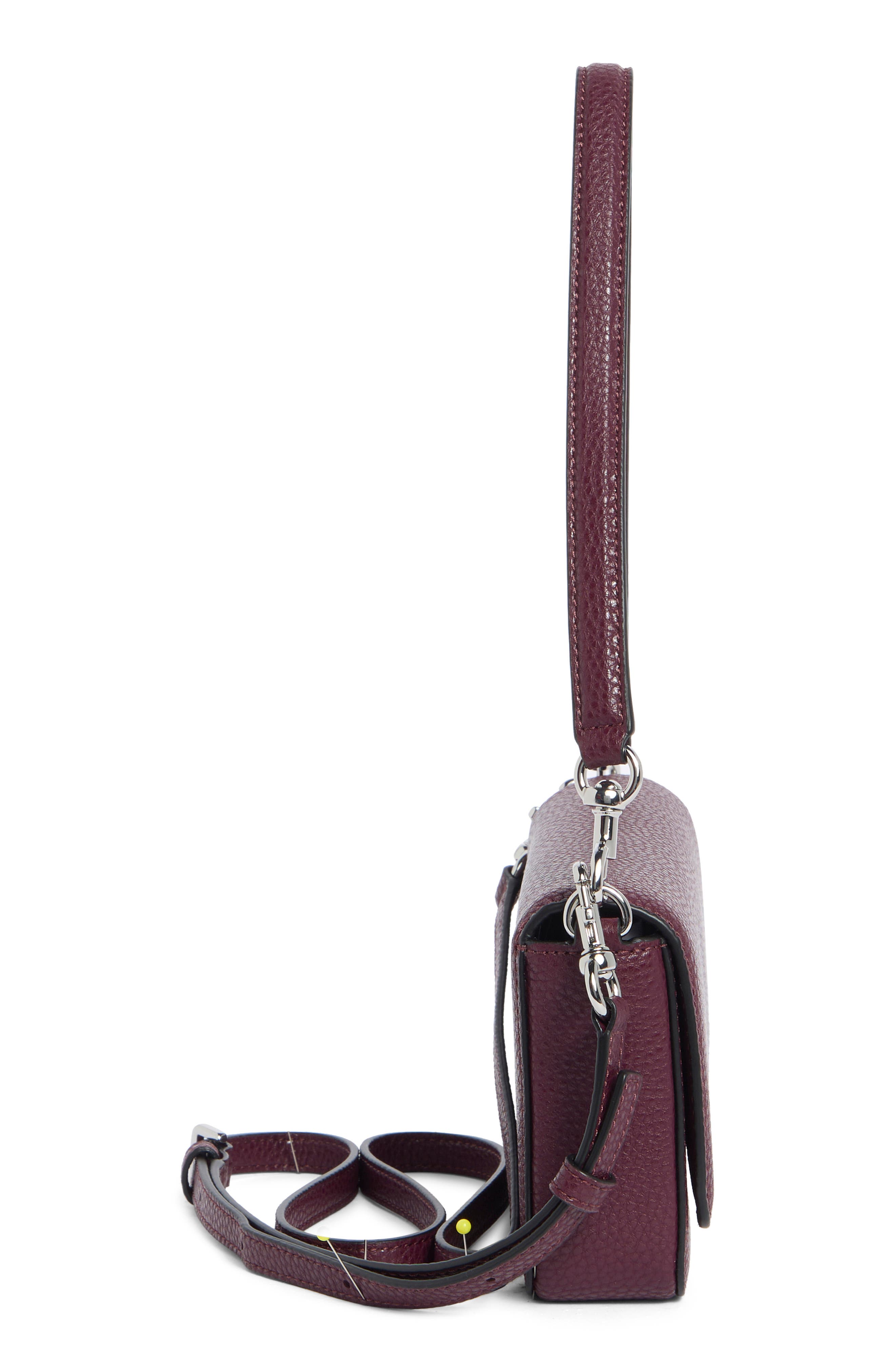 The Mini Leather Crossbody Bag, Alternate, color, DARK PLUM