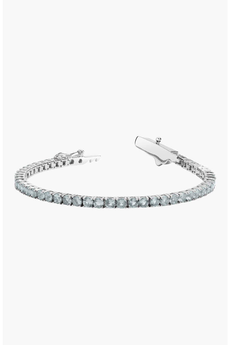 Lab Grown Blue Tourmaline Tennis Bracelet, Main, color, Sterling Silver
