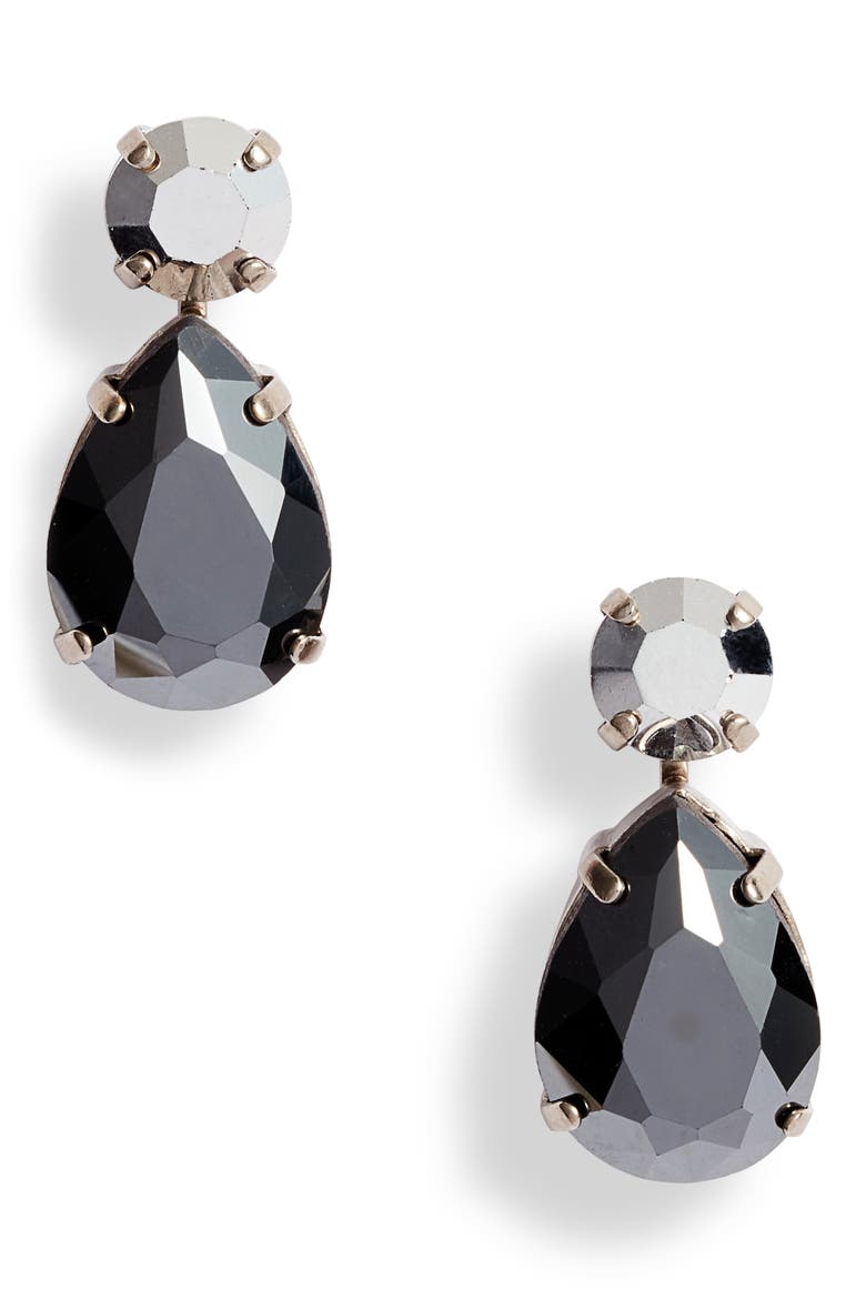Teardrop Earrings, Main, color, ANTIQUE SILVER TONE METALLIC