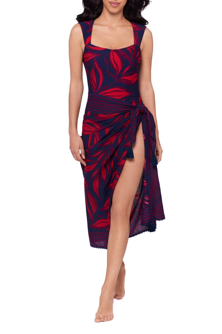 Rossobleu Cotton Cover-Up Pareo, Main, color, BLUE MULTI