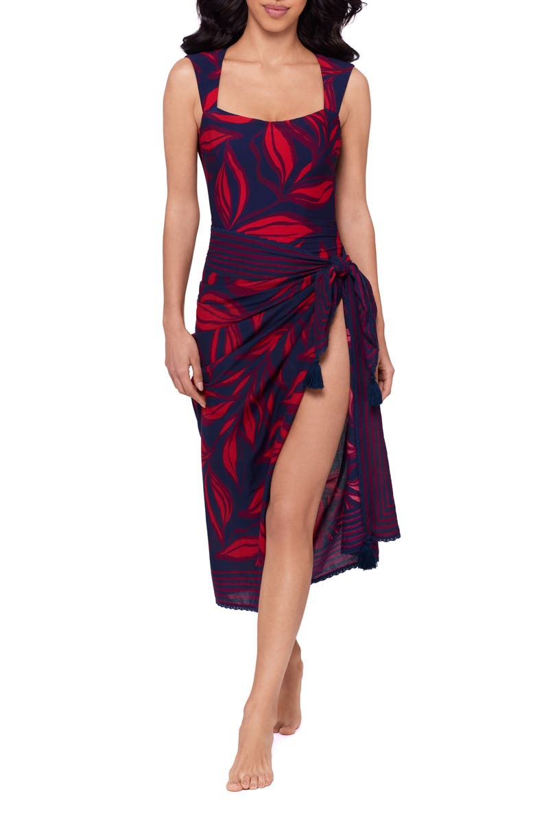 Magicsuit<sup>®</sup> Rossobleu Cotton Cover-Up Pareo, Main, color, Blue Multi