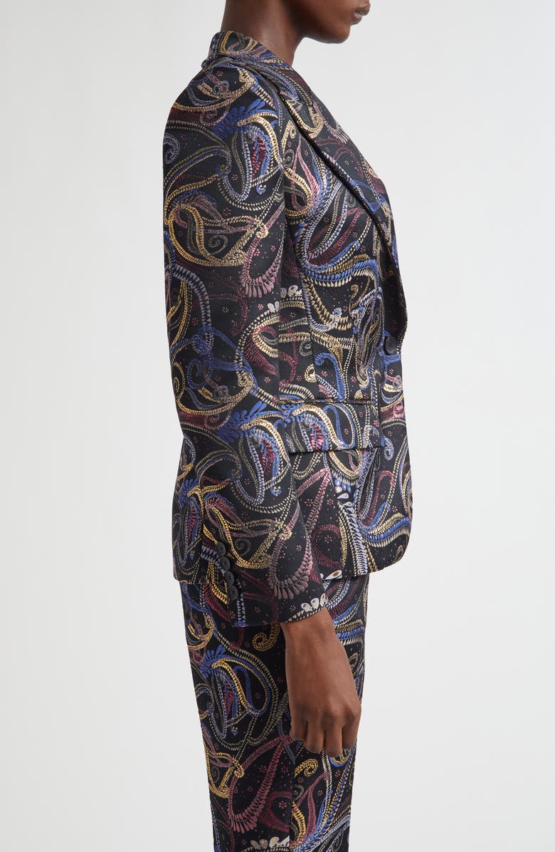 Etro Paisley Duchesse Satin Blazer, Alternate, color, Multicolor Black Base