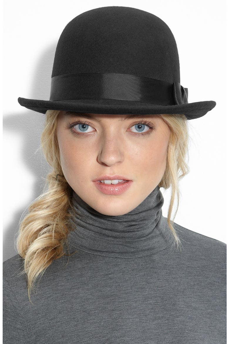Wool Bowler Hat, Main, color, BLACK