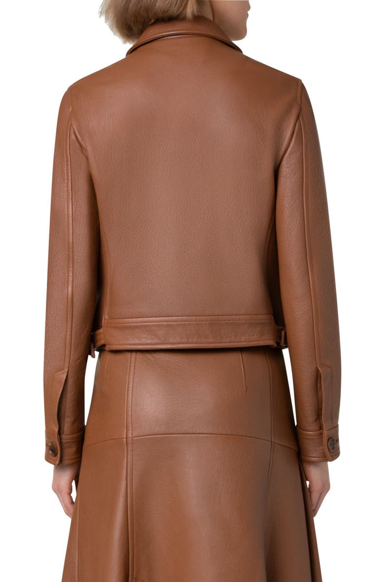 Akris Peer Crop Leather Jacket, Alternate, color,