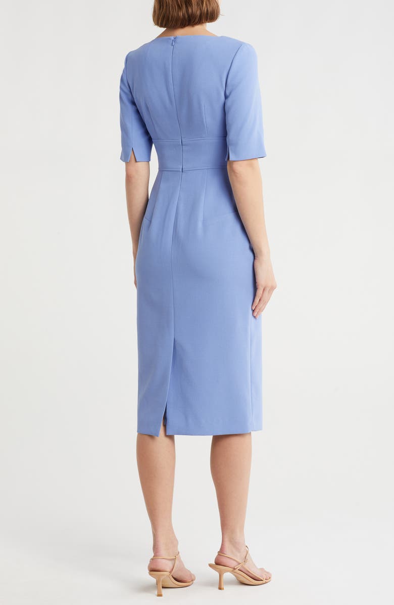LK Bennett Diana Short Sleeve Midi Sheath Dress, Alternate, color, Blue-Wedgewood
