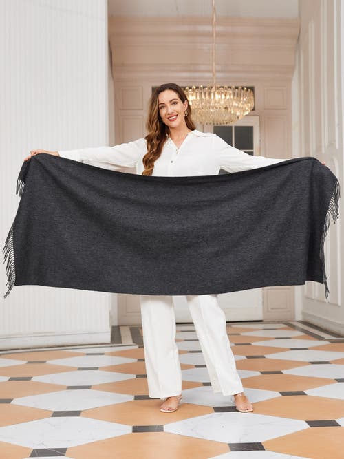 Silksilky Pure Wool Scarf Shawl In Gray