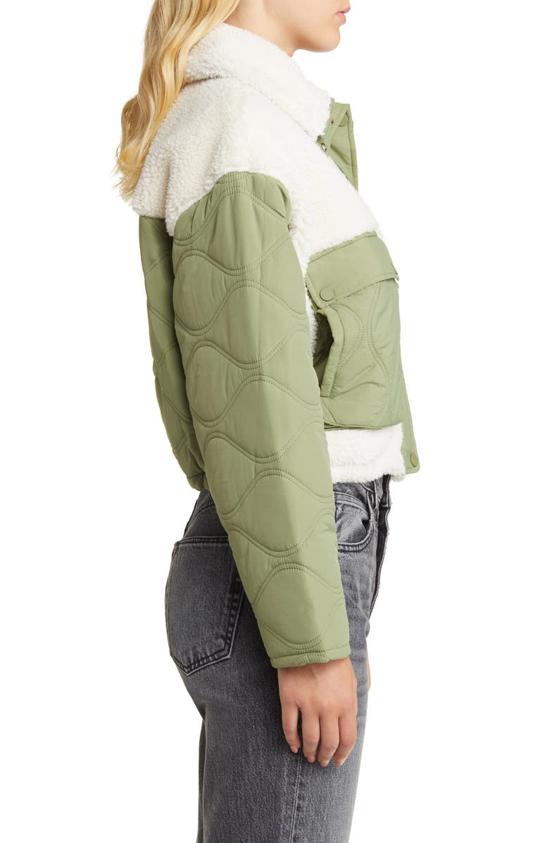BLANKNYC Quilted Faux Fur Mixed Media Jacket, Alternate, color, 