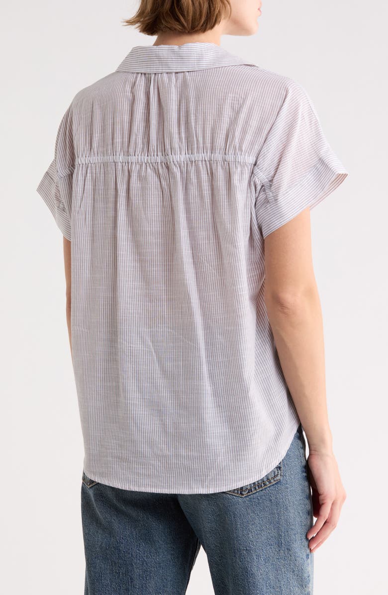 Trove New York The Ruched Button-Up Shirt, Alternate, color, Sage Tint