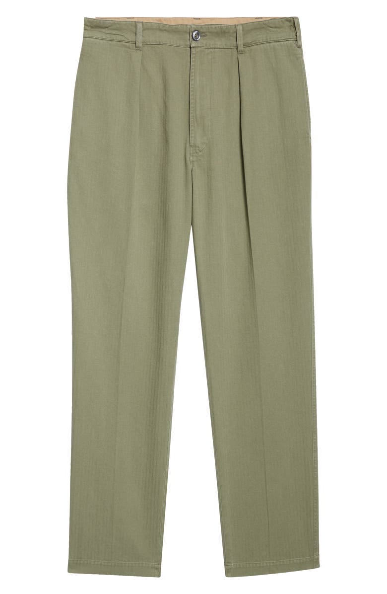 Drake's Games Cotton Herringbone Trousers, Alternate, color, Olive