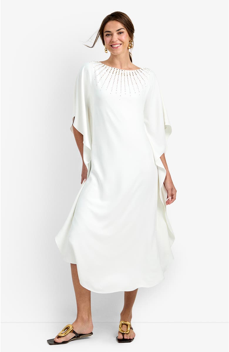 Trina Turk Neena Rhinestone Caftan Dress, Main, color, Whitewash