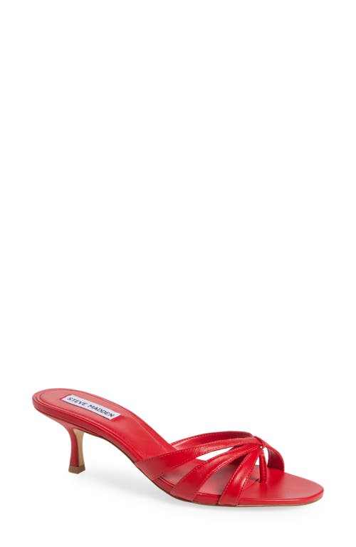 Steve Madden Cary Heeled Sandal In Red Leather