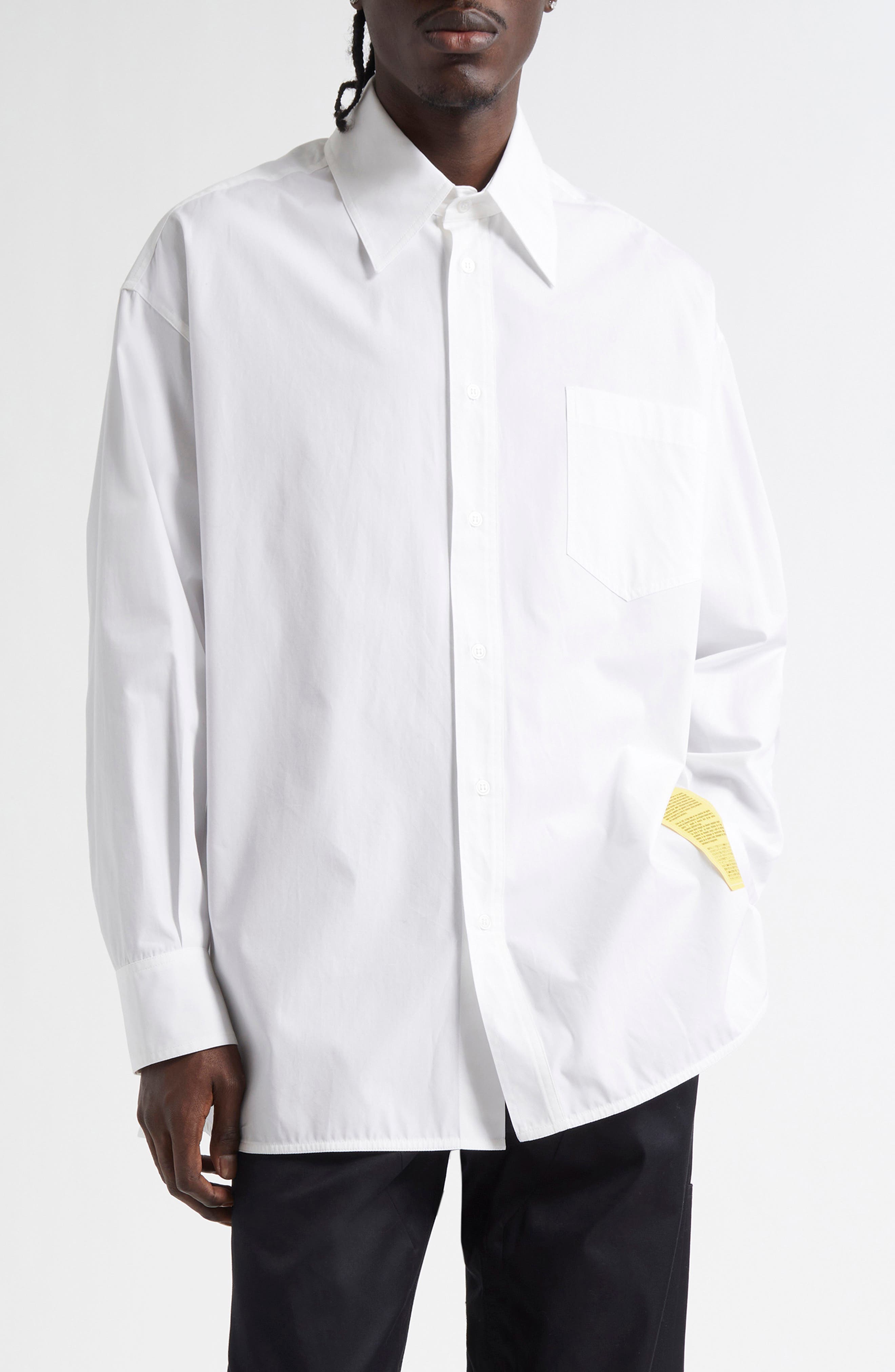 MM6 Maison Margiela Numeric Motif Label Button-Up Shirt (Men) | Nordstrom