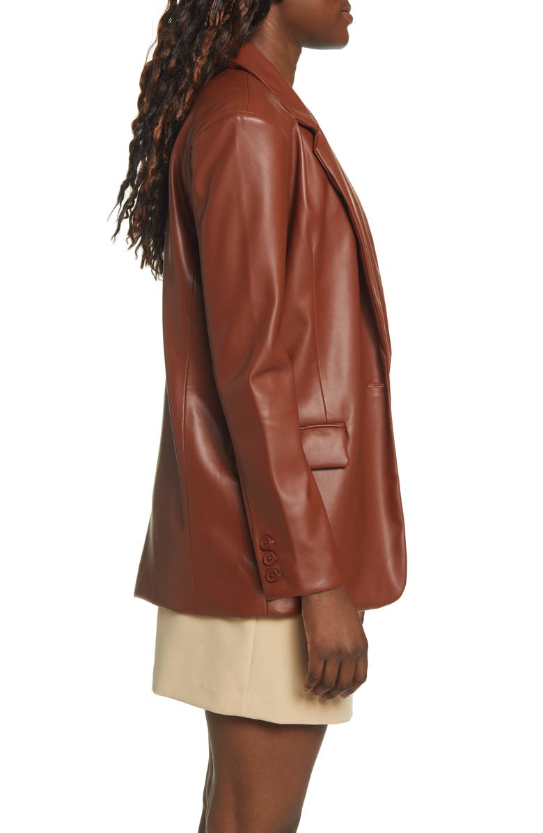 BLANKNYC Oversize One-Button Faux Leather Blazer, Alternate, color,