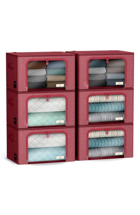 6-Pack Medium Foldable Storage Bins