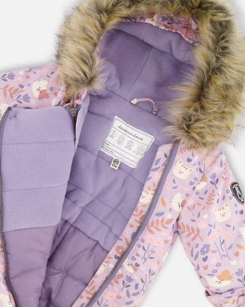Deux Par Deux One-piece Play Snowsuit Designed For Car Seat Cat In Pink