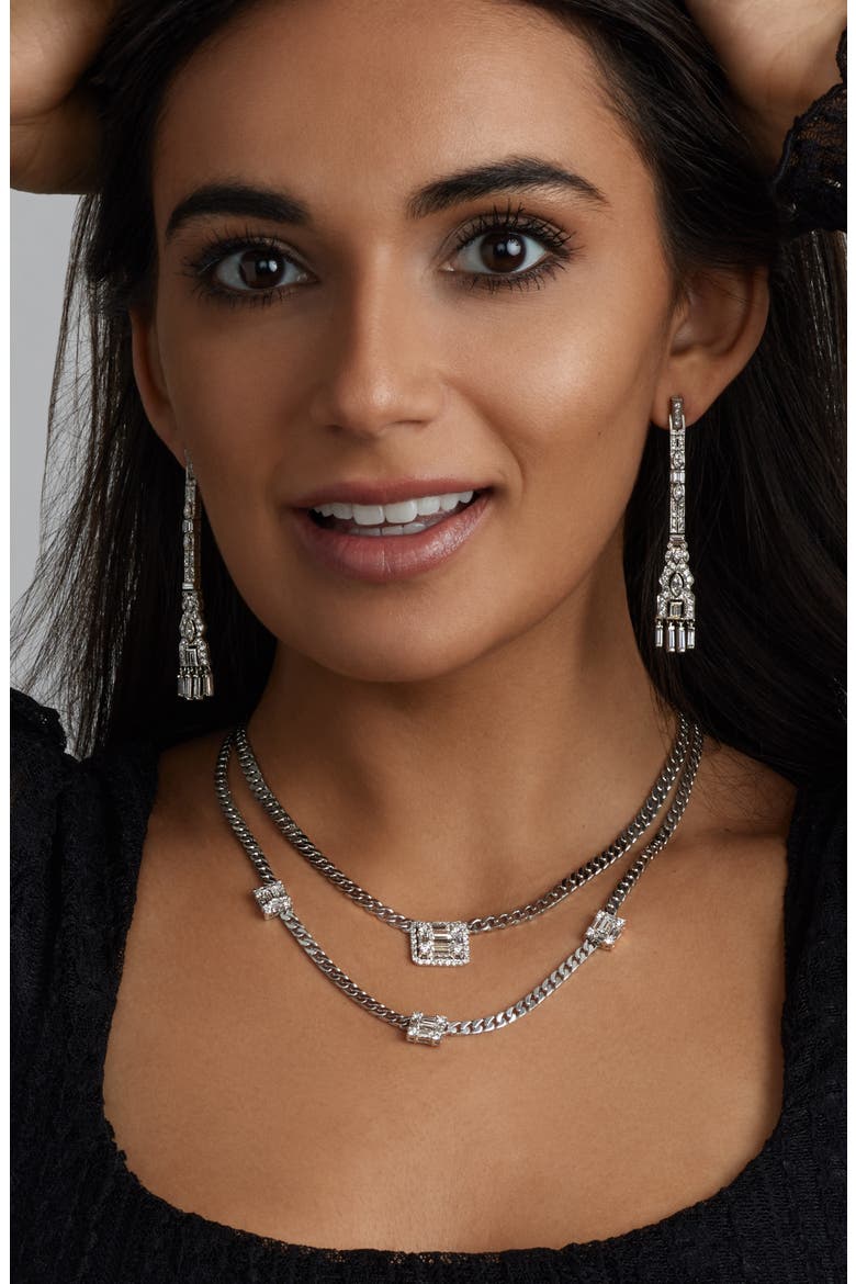 Art Deco Chandelier Earrings, Alternate, color, PLATINUM/ DIAMOND