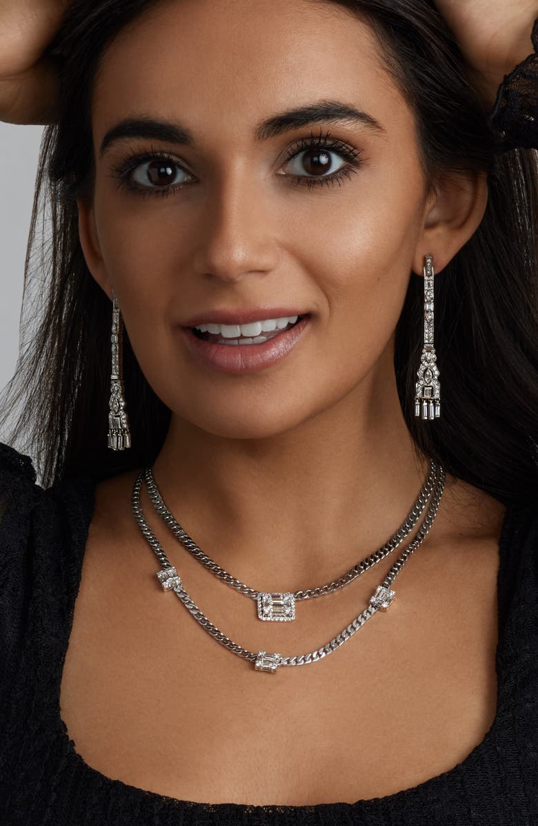 Mindi Mond Art Deco Chandelier Earrings, Alternate, color, Platinum/ Diamond