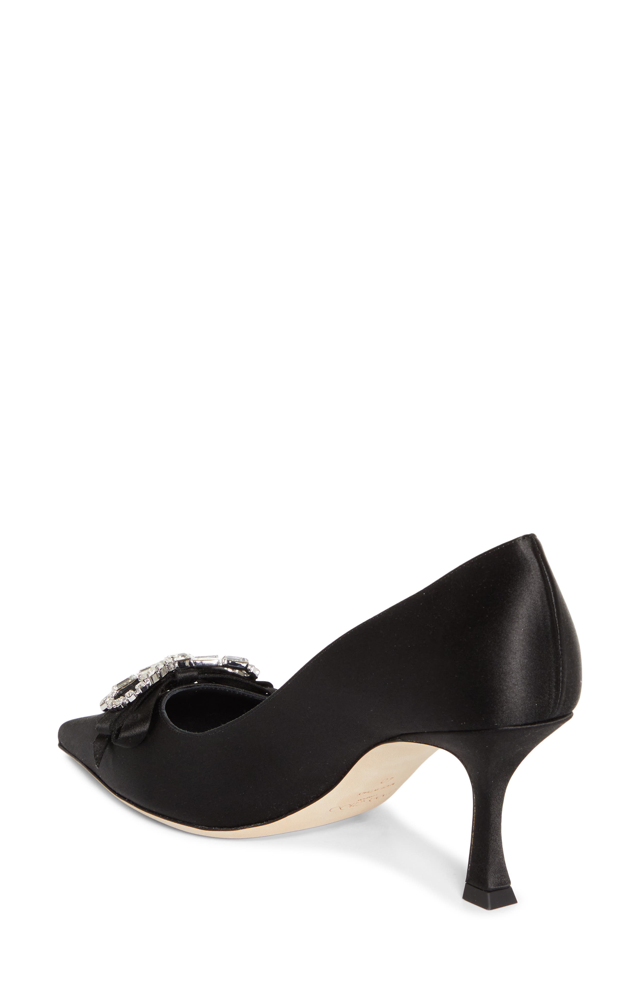 Jimmy Choo Auria Crystal Bow Satin Pump, Alternate, color, Black/ Crystal