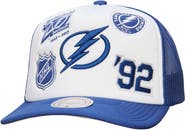 Mitchell & Ness Men's Mitchell & Ness White/Blue Tampa Bay Lightning Gridlock Trucker Adjustable Hat