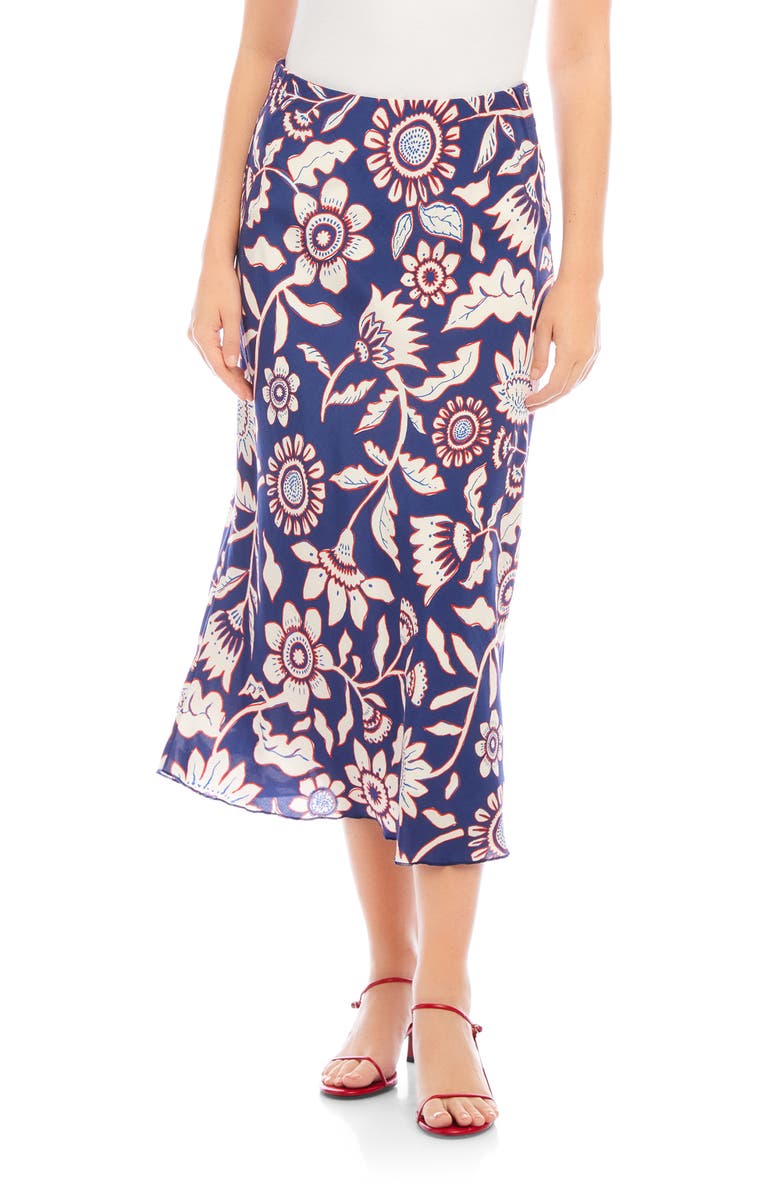 FIFTEEN TWENTY Mia Bias Cut Midi Skirt, Main, color, Print