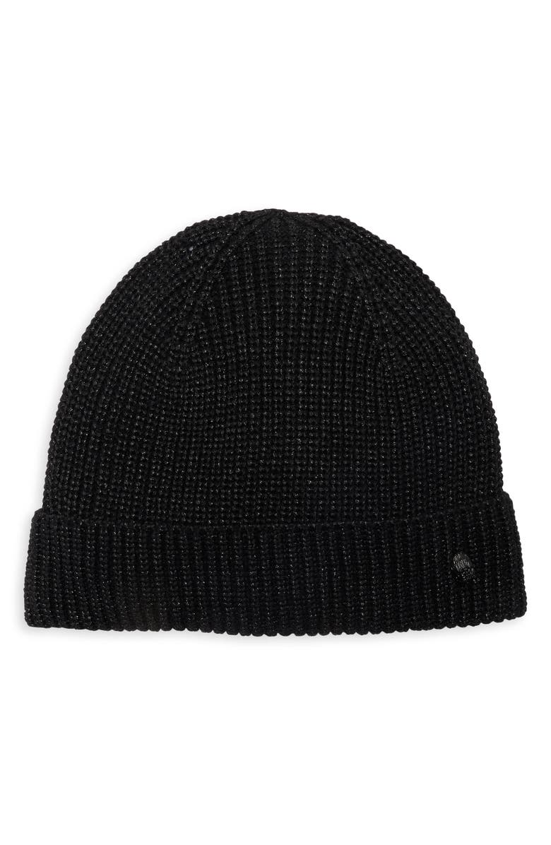 Kurt Geiger London Shimmer Beanie, Main, color, Black