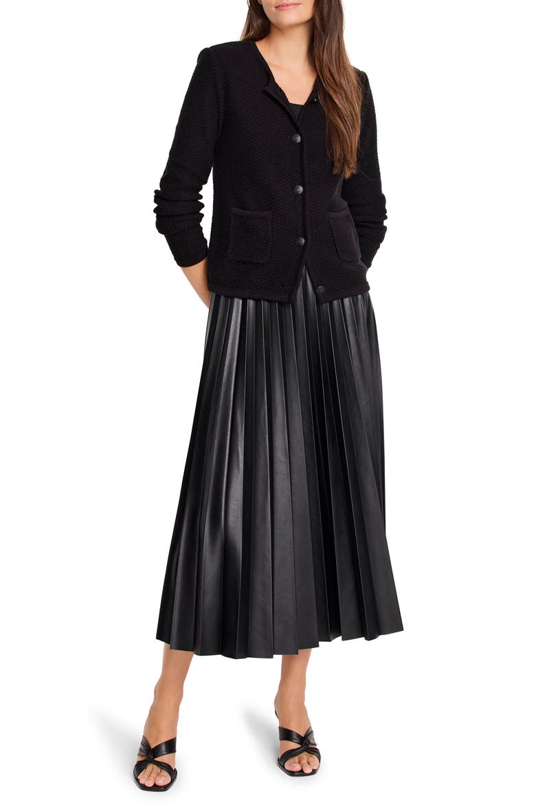 Pleated Faux Leather Skirt, Alternate, color, BLACK ONYX