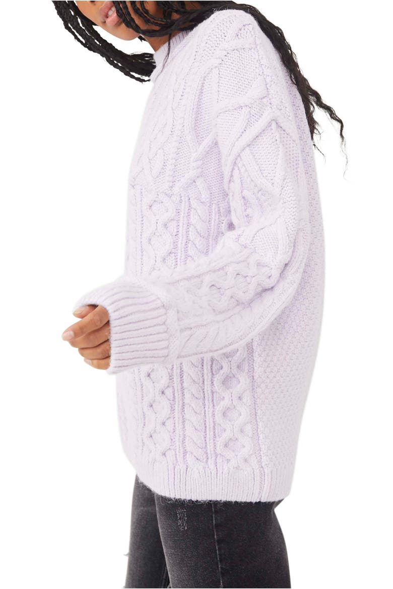Leslie Cable Knit Oversize Sweater, Alternate, color, FROST LAVENDER