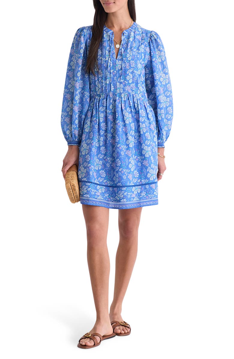 vineyard vines Nora Print Pintuck Long Sleeve Dress, Main, color, Hibiscus Breaker